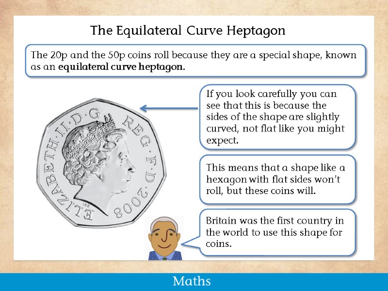 The Equilateral Curve Heptagon The 20p and the 50p coins roll because they are